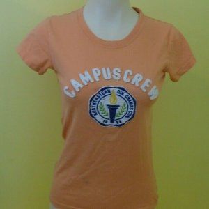 Campus Crew Orange Crew Neck Spell Out Women's T
